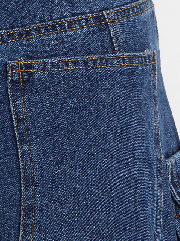 Original Wide Leg Loose Split-Joint With Big Pockets Jean Pants Bottoms