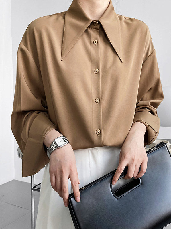 Stylish 3 Colors Solid Color Long Sleeves Blouse