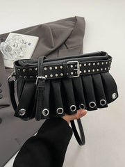 Geometric Pleated Zipper Shoulder Bags Handbags