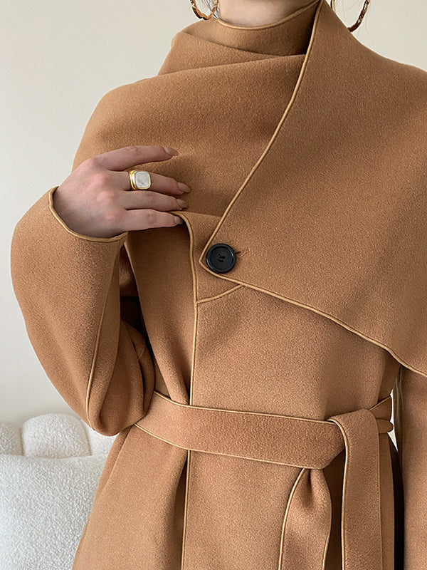 Original Stylish Loose Long Sleeves Solid Color Woolen Coats