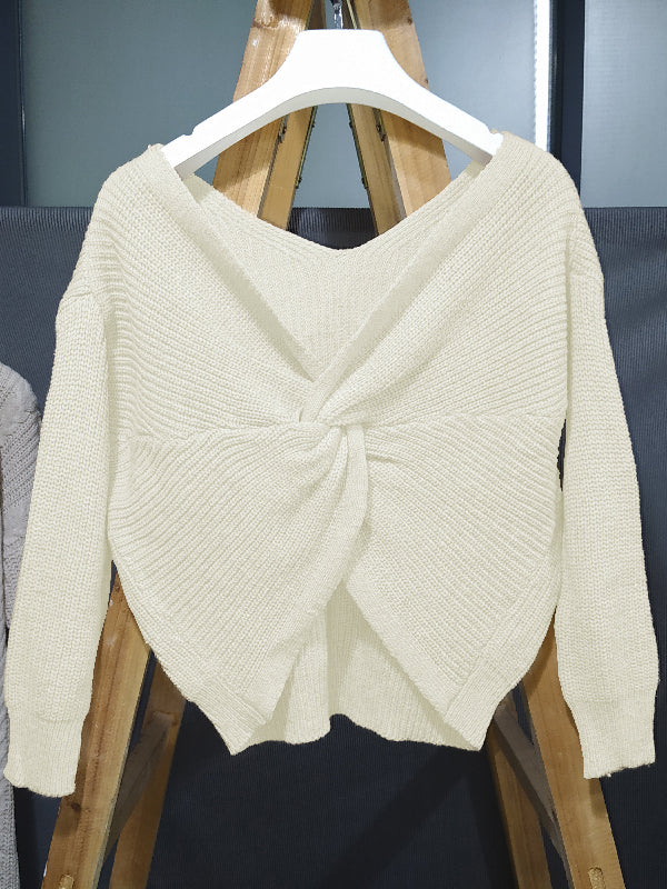 Urban Solid Color Backless Split-Joint Sweater