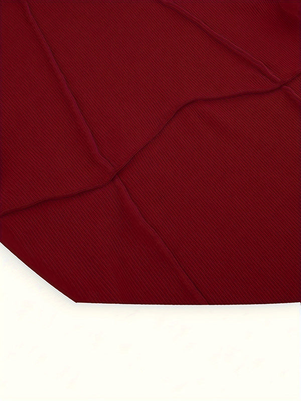 Pleated Solid Color Split-Joint Long Sleeves Skinny Round-Neck T-Shirts Tops