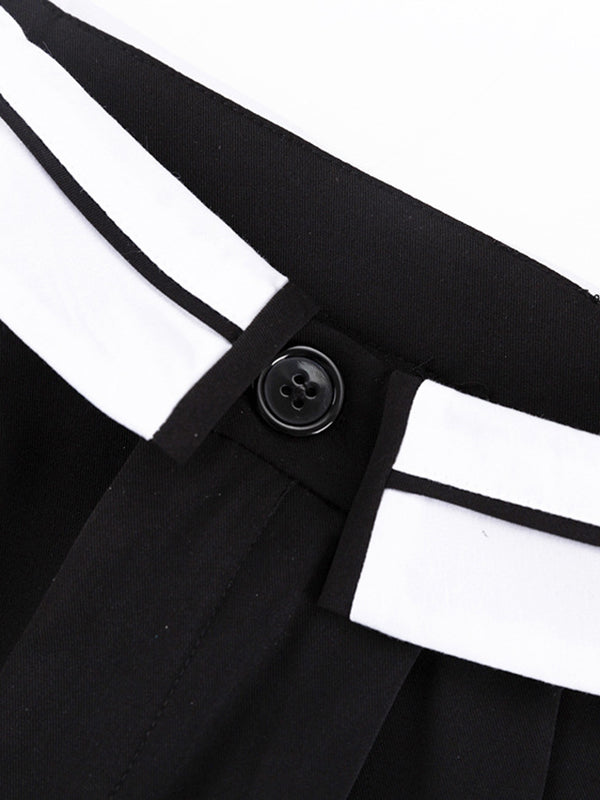 Split-Joint High Waisted Wide Leg Trousers Casual Pants Bottoms