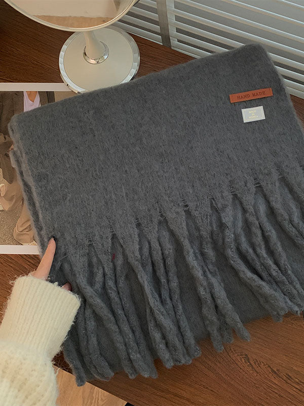 Keep Warm Tasseled Velvet Shawl&Scarf