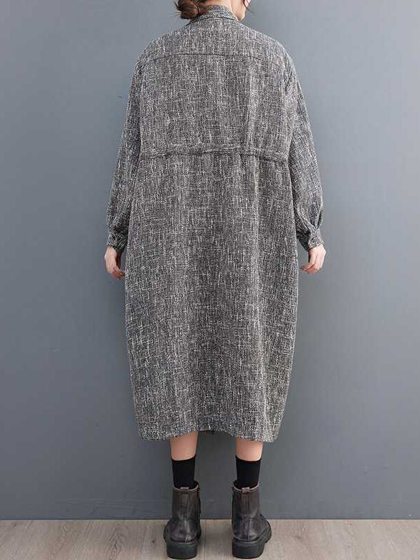 Drawstring Pockets Long Sleeves Loose Lapel Trench Coats