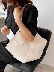 Geometric Solid Color Split-Joint Woven Handbags Bags
