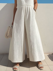 Solid Color Loose Sleeveless V-Neck Jumpsuits