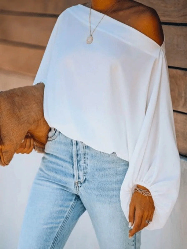 Simple Loose 3 Colors Solid Color Puff Sleeves T-Shirt