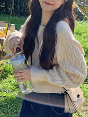 Urban Knitting Solid Color Square-Neck Sweater