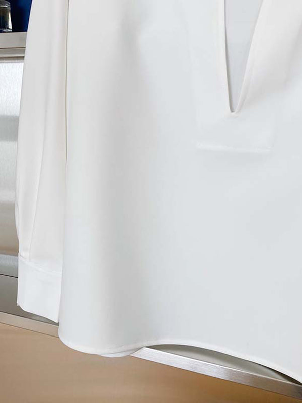 Solid Color Long Sleeves Loose Lapel Blouses