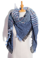 Fringed Keep Warm Plaid Triangle Shawl&Scarf