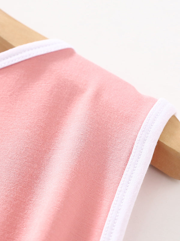 Solid Color Sleeveless Loose Vest Top + Elasticity Pleated Shorts Bottom Pajama Sets
