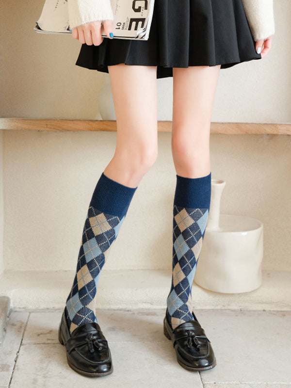 Leisure Skinny Checkered Socks Accessories
