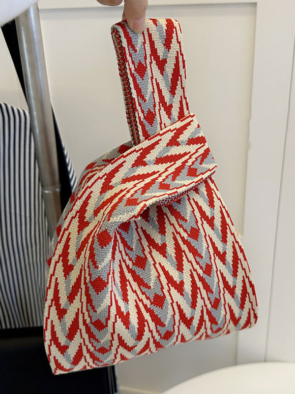 Geometric Multi-Colored Woven Handbag Bags Accessories