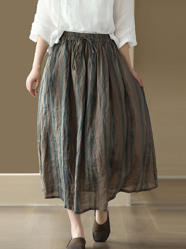 Drawstring Elasticity Floral Printed Loose Skirts