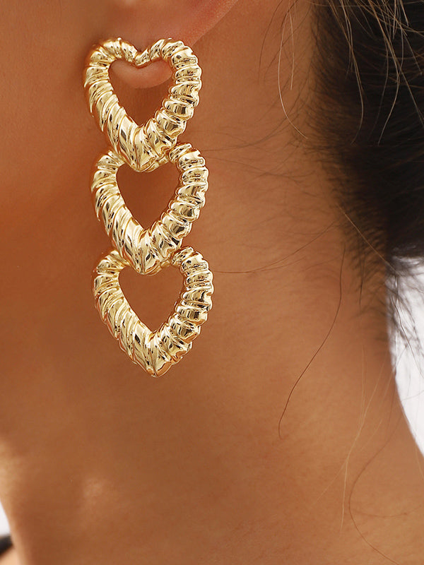 Heart Shape Hollow Normcore Drop Earrings