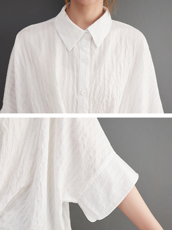 Original Simple Casual Loose Solid Color Cross Blouse