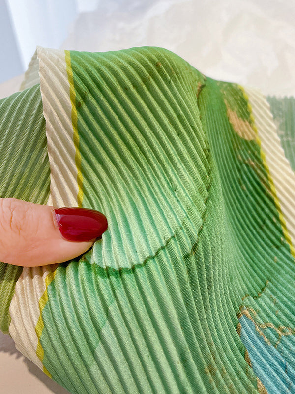 Vintage Tie-Dyed Silk Imitation Pleated Scarf