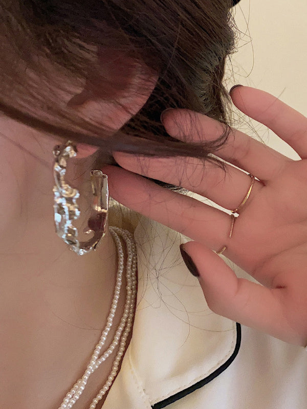Hood Pleated Solid Color Irregularity Earrings Accessories