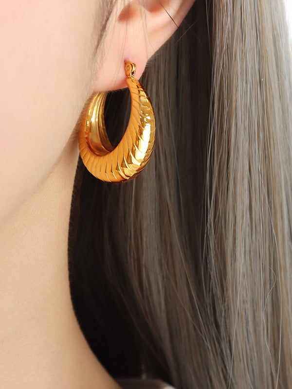 Pleated Solid Color Earrings Accessories