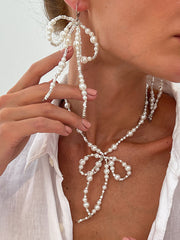 Bowknot Necklaces Accessories + Drop Earrings