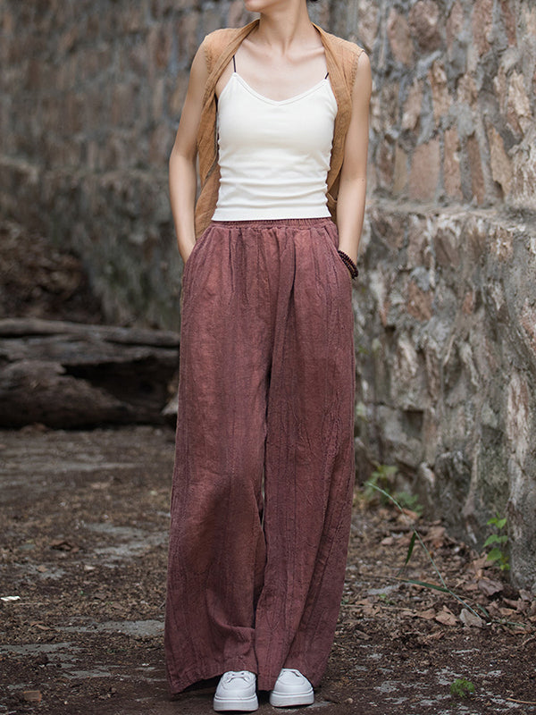 Elasticity Pockets Tie-Dyed Wide Leg Trousers Casual Pants Bottoms