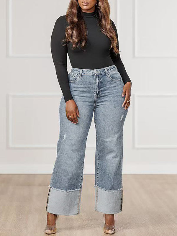 Split-Joint High Waisted Jean Pants Bottoms