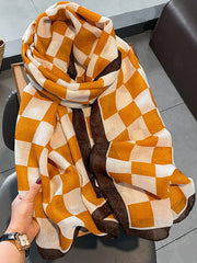 Simple Contrast Color Plaid Printed Scarf