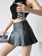 Pleated Solid Color A-Line High Waisted Skirts Bottoms