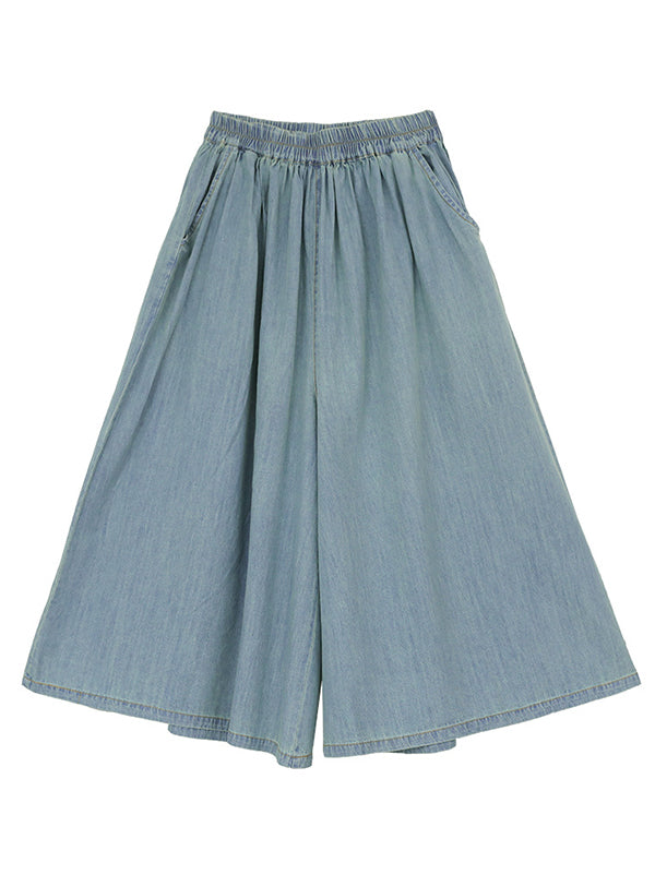 Artistic Retro Loose Wide Legs Elasticity Jean Pants