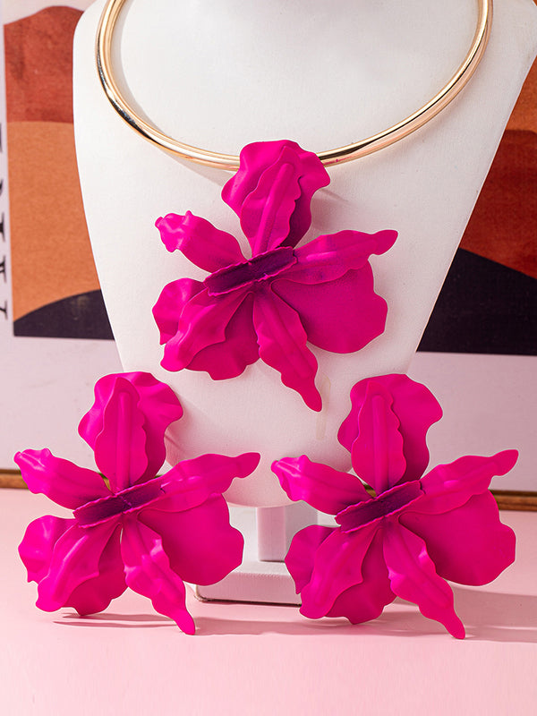 Flower Shape Necklaces Accessories + Drop Earrings