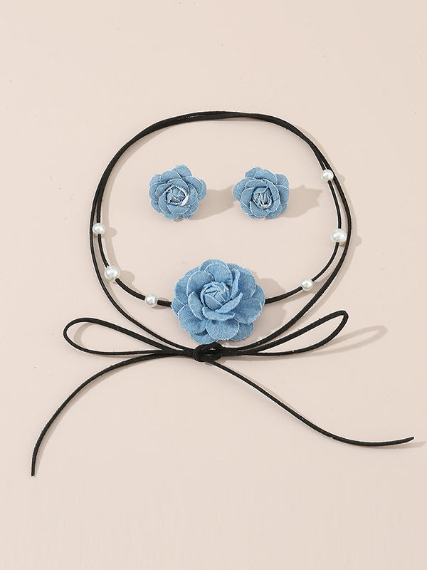Beaded Flower Shape Necklaces Accessories Earrings Accessories Dainty Necklace