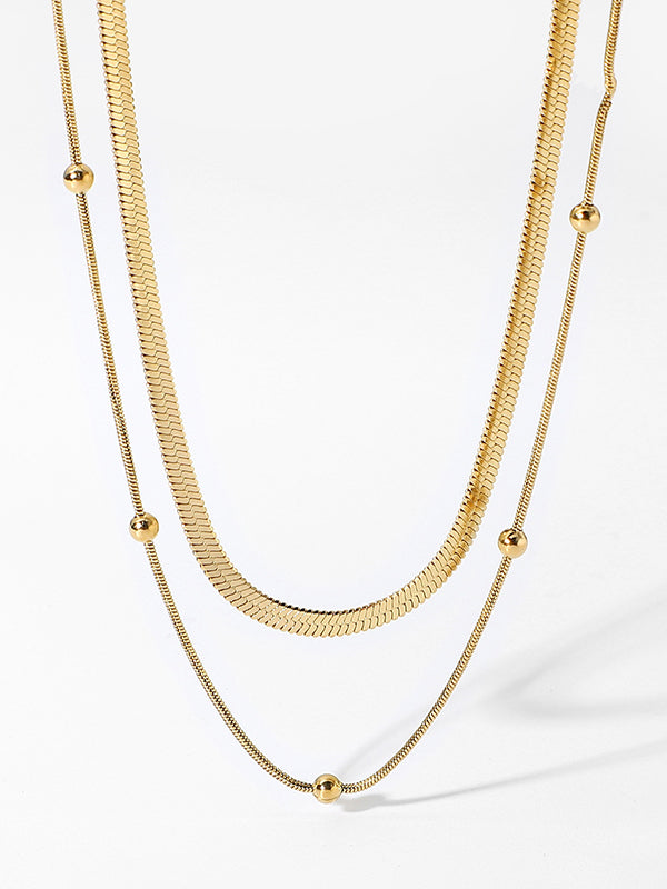 Double Layered Snake Chain Solid Color Necklaces Accessories