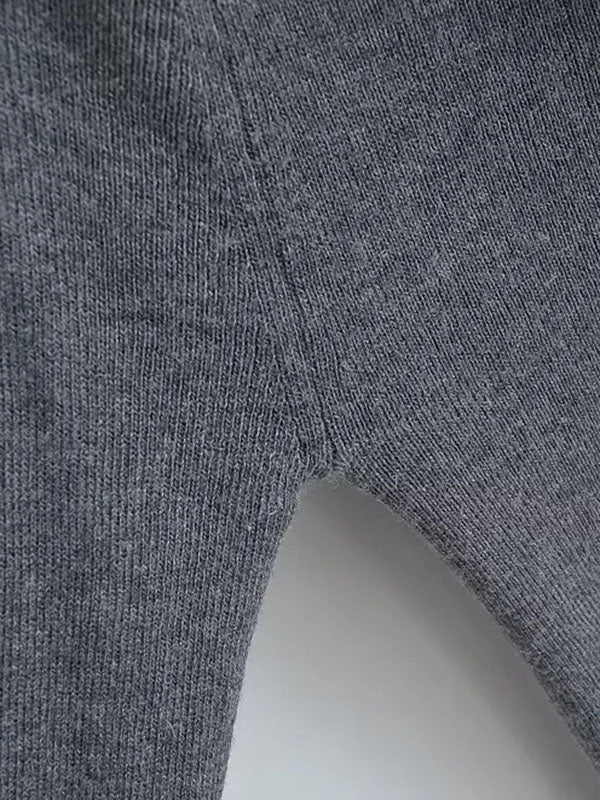 Pleated Solid Color Split-Joint Long Sleeves Skinny Off-the-shoulder Pullovers Knitwear