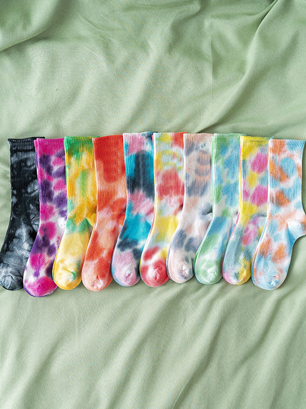 Pleated Tie-Dyed Socks