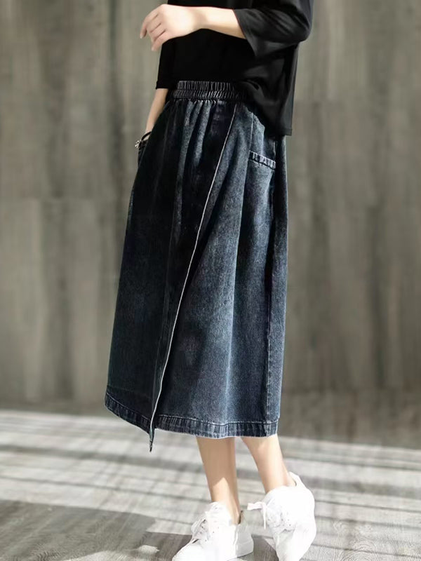 Asymmetric Elasticity Split-Joint Loose Skirts