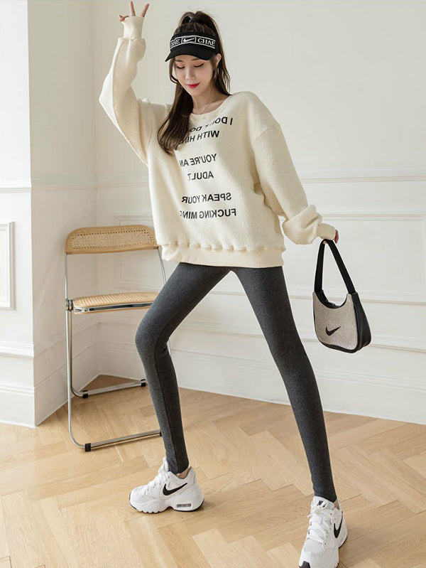 Casual Skinny Leg Letter Print Keep Warm Leggings