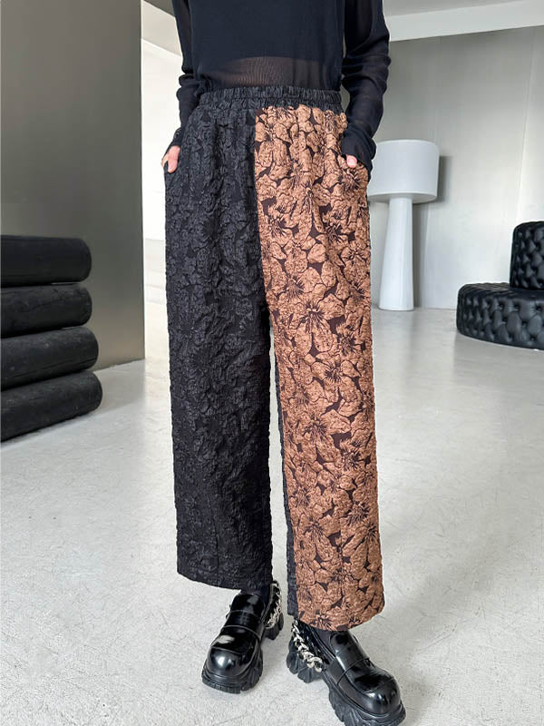 Jacquard A-Line High-Low Asymmetric Contrast Color Vest Top + Elasticity Pants Bottom Two Pieces Set