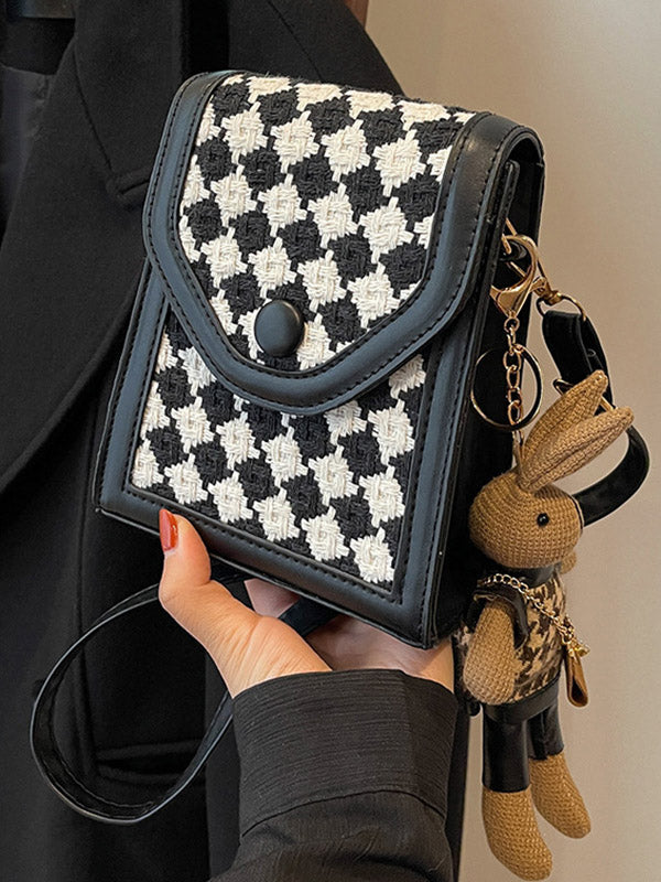 Checkerboard Contrast Color Crossbody Bags Bags