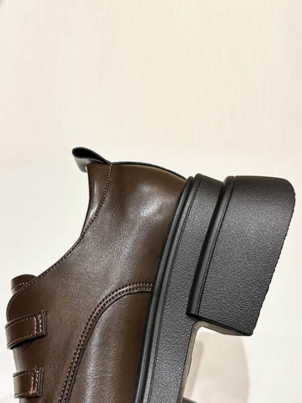 Belt Buckle Round-Toe Split-Joint Platform Shoes Mary Janes