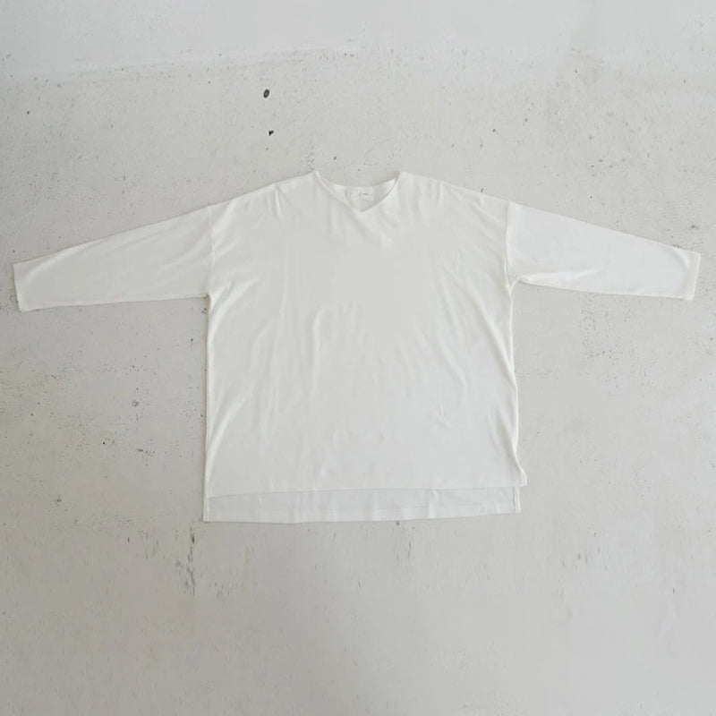Solid Color Simple V-Neck High-Low Long Sleeve T-Shirts