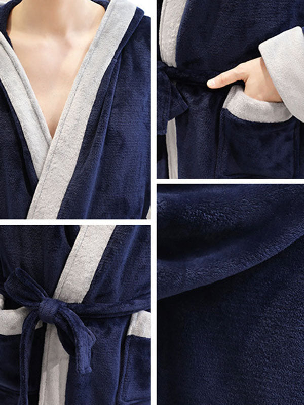 Comfortable Hooded Bandage Warm Pajama Robe