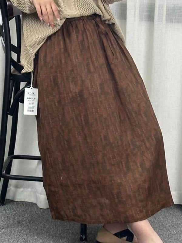 Drawstring Elasticity Floral Printed Loose Skirts