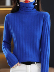 Keep Warm Solid Color Long Sleeves Skinny High Neck Sweater Tops Pullovers