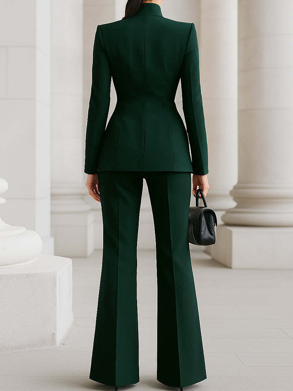 High Waisted Wide Leg Solid Color Pants Suits Bottoms