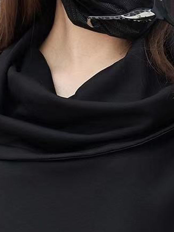 Asymmetric Split-Joint Zipper Batwing Sleeves Loose Heaps Collar Sweatershirt