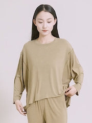 Simple Solid Color High-Low Asymmetric Modal Pajama Top