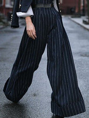 Split-Joint Striped Patterns Tied Waist Loose Wide Leg Jumpsuits
