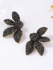 Flower Shape Geometric Rhinestone Shiny Earrings Accessories
