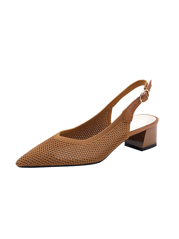 Belt Buckle Hollow Pointed-Toe Split-Joint Slider Sandals Pumps Sandals
